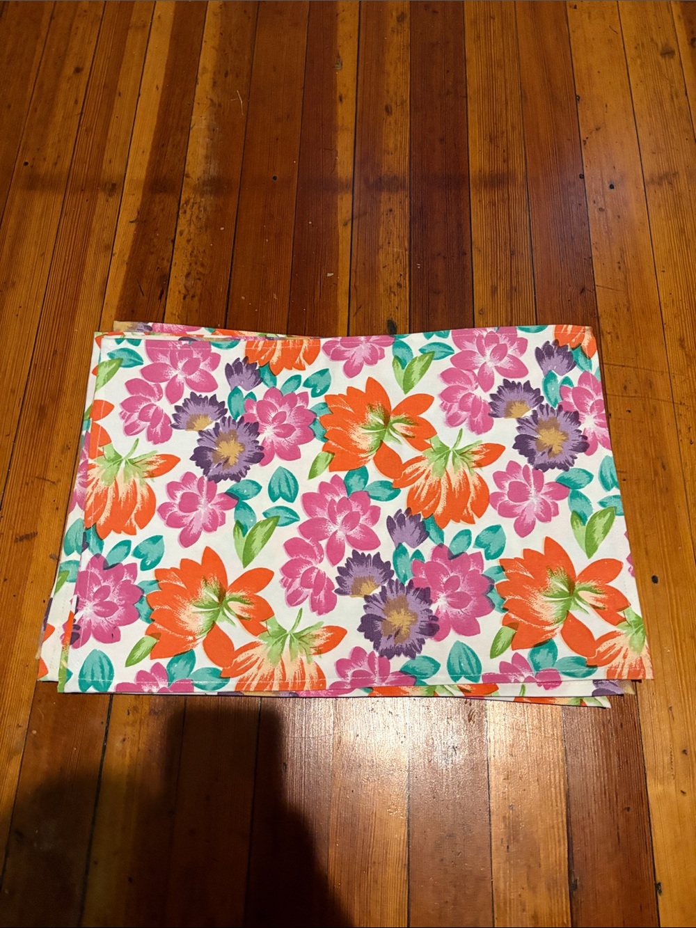 Bright Floral placemats in Orange, Pink, Purple, Teal